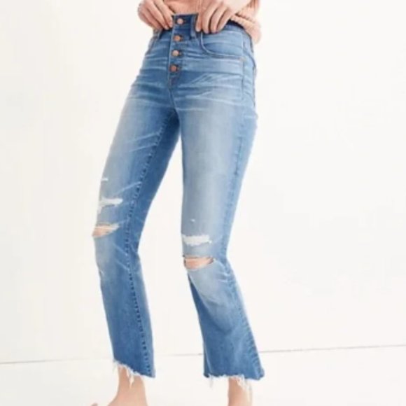 Madewell Denim - Madewell Cali Demi Boot Raw Hem Button Fly Jeans. Size 28